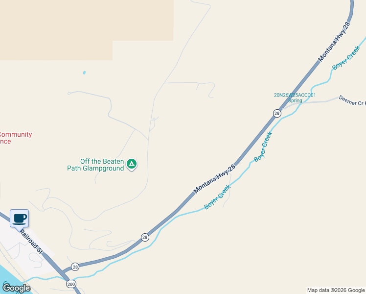 map of restaurants, bars, coffee shops, grocery stores, and more near 49-105 Montana 28 in Plains