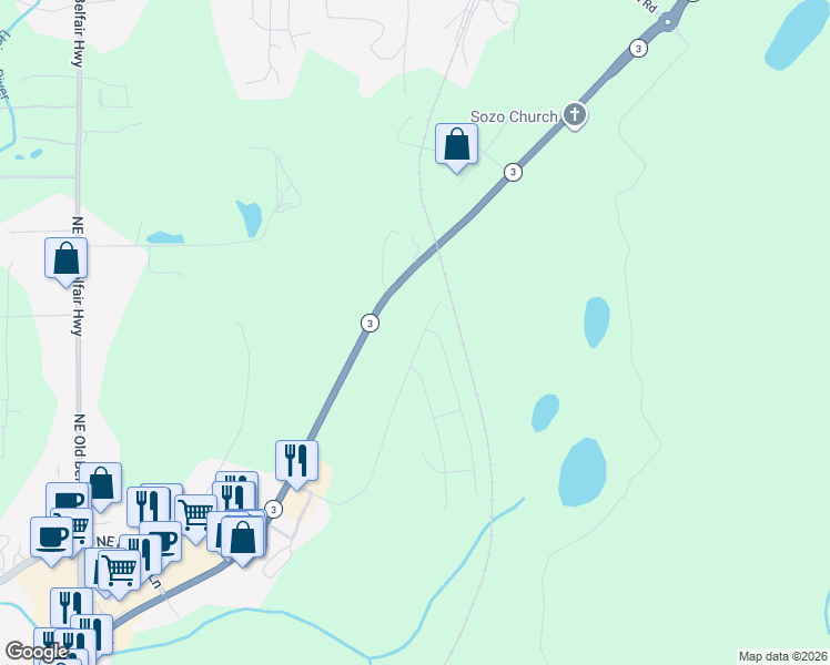 map of restaurants, bars, coffee shops, grocery stores, and more near 24684-24776 Highway 3 in Belfair