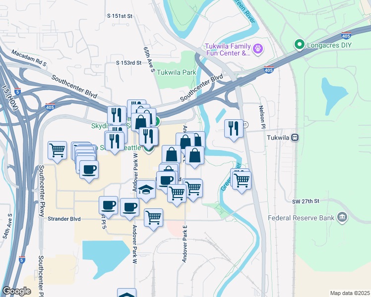 map of restaurants, bars, coffee shops, grocery stores, and more near in Seattle