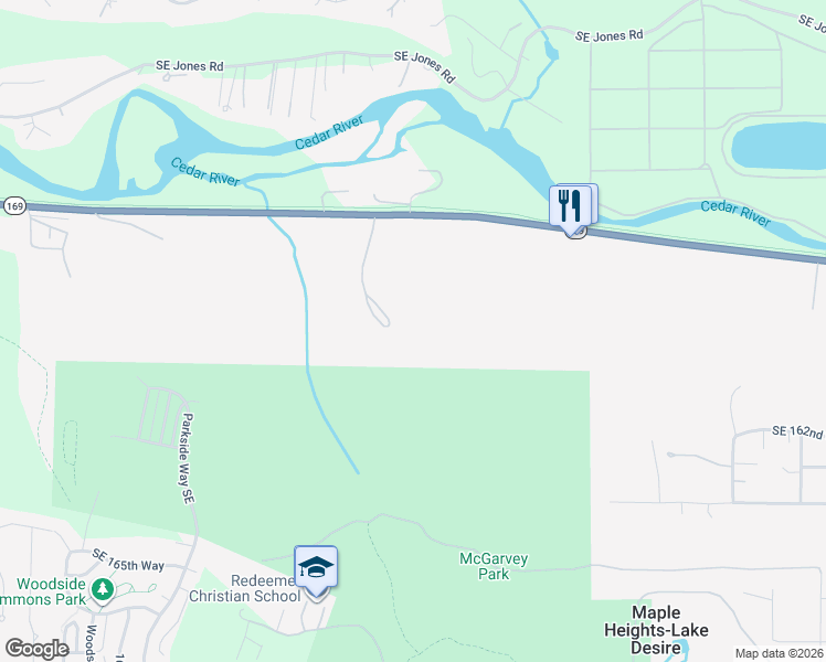 map of restaurants, bars, coffee shops, grocery stores, and more near 17311 Renton-Maple Valley Road in Renton