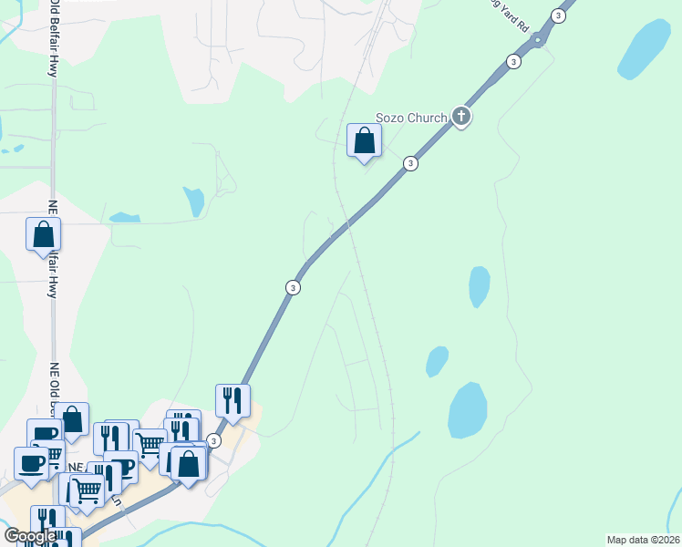 map of restaurants, bars, coffee shops, grocery stores, and more near 24684-24776 Highway 3 in Belfair