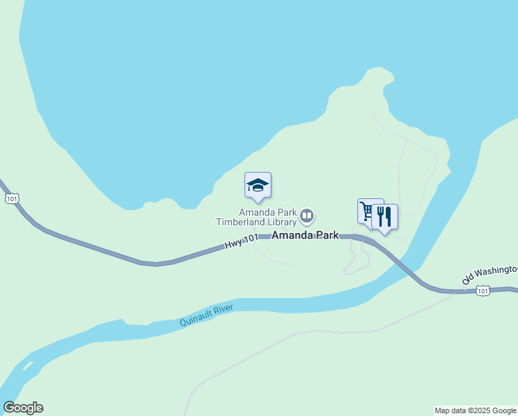 map of restaurants, bars, coffee shops, grocery stores, and more near 6130 U.S. 101 in Amanda Park