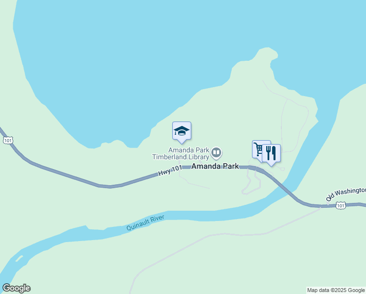 map of restaurants, bars, coffee shops, grocery stores, and more near 6130 U.S. 101 in Amanda Park