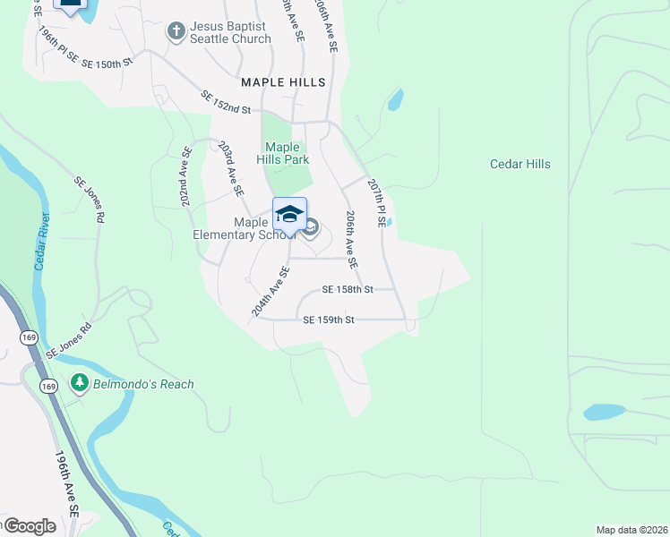 map of restaurants, bars, coffee shops, grocery stores, and more near 20458 Southeast 157th Street in Renton