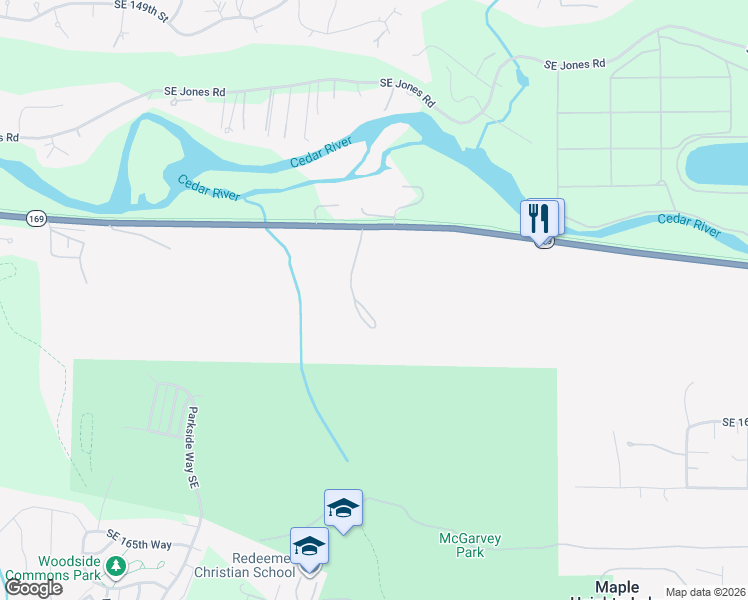 map of restaurants, bars, coffee shops, grocery stores, and more near 17311 Renton-Maple Valley Road in Renton