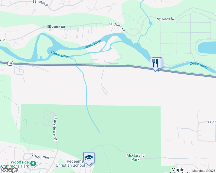map of restaurants, bars, coffee shops, grocery stores, and more near 17311 Renton-Maple Valley Road in Renton