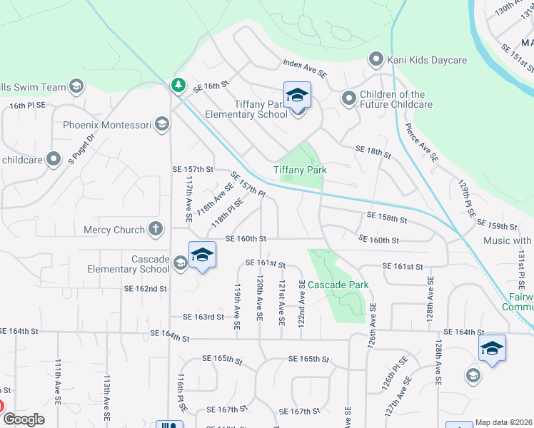 map of restaurants, bars, coffee shops, grocery stores, and more near 15710 121st Avenue Southeast in Renton