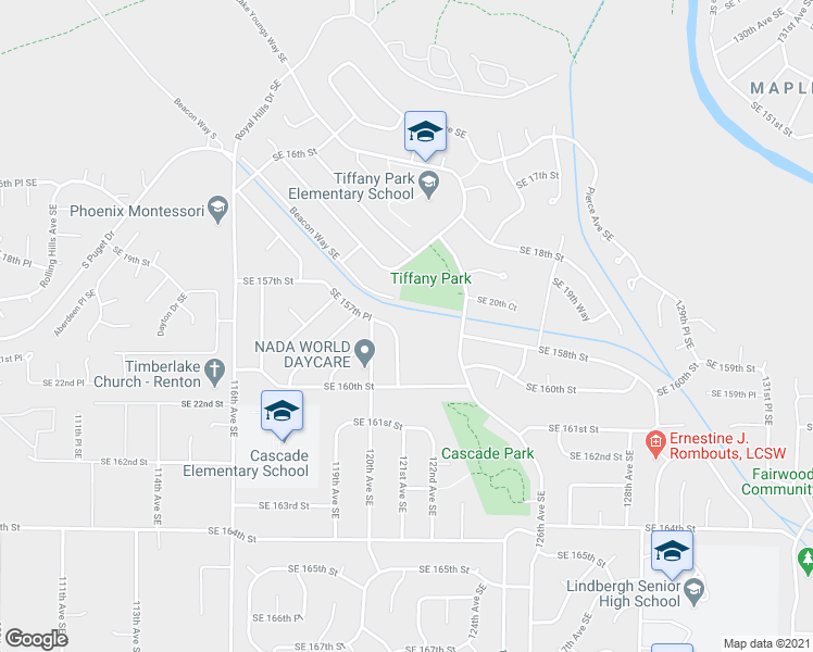 map of restaurants, bars, coffee shops, grocery stores, and more near 15710 121st Avenue Southeast in Renton