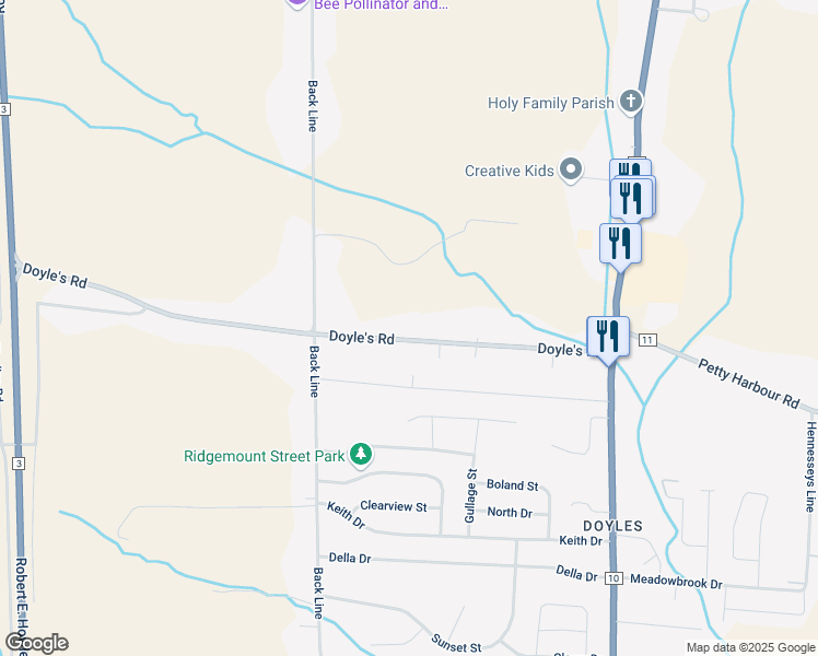 map of restaurants, bars, coffee shops, grocery stores, and more near 74 Doyle's Road in St. John's