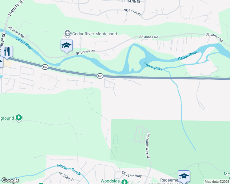 map of restaurants, bars, coffee shops, grocery stores, and more near 16501-16615 Southeast Renton Maple Valley Road in Renton