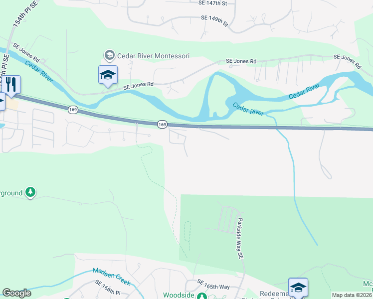 map of restaurants, bars, coffee shops, grocery stores, and more near 16501-16615 Southeast Renton Maple Valley Road in Renton