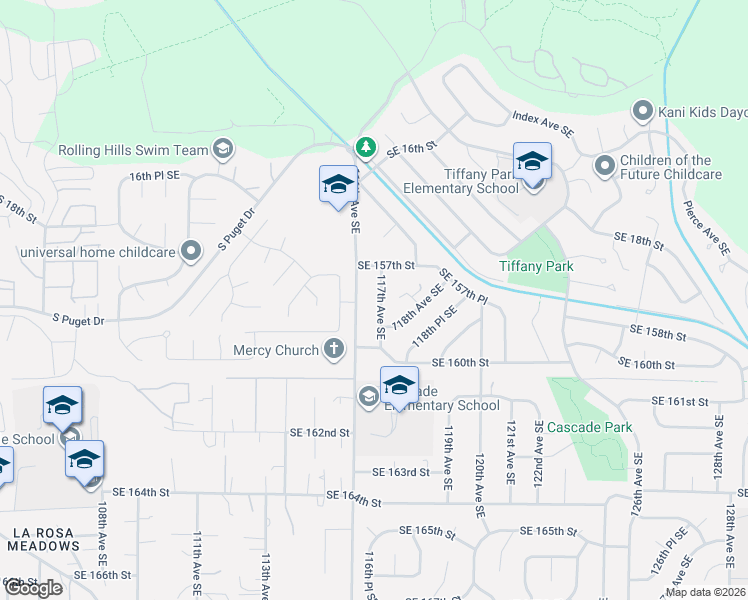 map of restaurants, bars, coffee shops, grocery stores, and more near 15758 116th Avenue Southeast in Renton