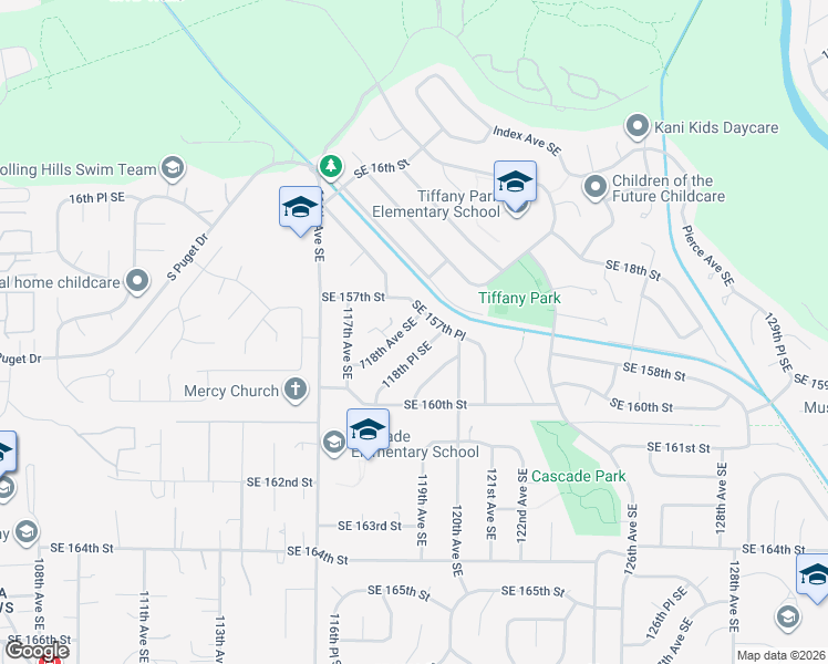map of restaurants, bars, coffee shops, grocery stores, and more near 15771 118th Place Southeast in Renton