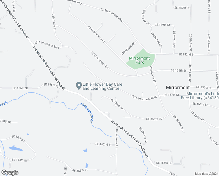 map of restaurants, bars, coffee shops, grocery stores, and more near 25043 Southeast Mirrormont Boulevard in Issaquah