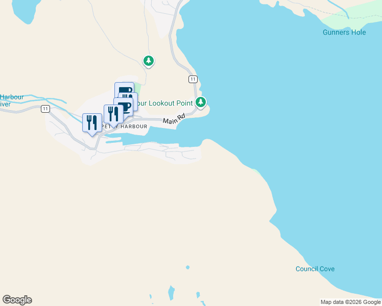 map of restaurants, bars, coffee shops, grocery stores, and more near 11 Big Hill Road in Petty Harbour-Maddox Cove