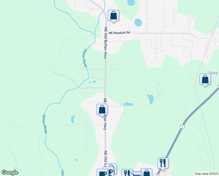 map of restaurants, bars, coffee shops, grocery stores, and more near 131 Northeast McKnight Road in Belfair