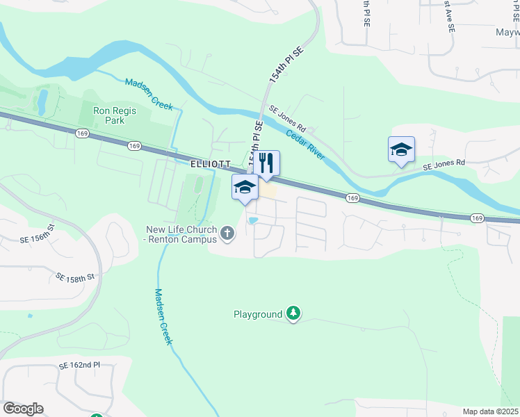 map of restaurants, bars, coffee shops, grocery stores, and more near 15221 Maple Valley Highway in Renton