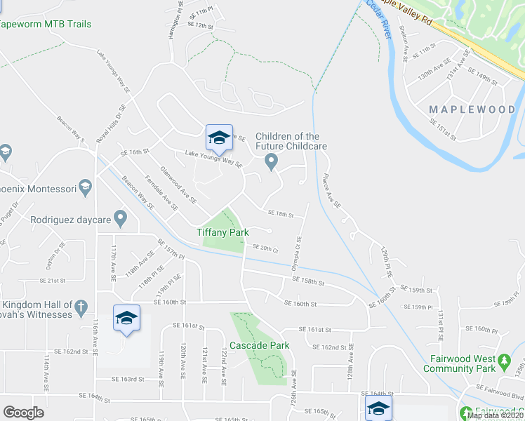 map of restaurants, bars, coffee shops, grocery stores, and more near 1724 Monroe Avenue Southeast in Renton