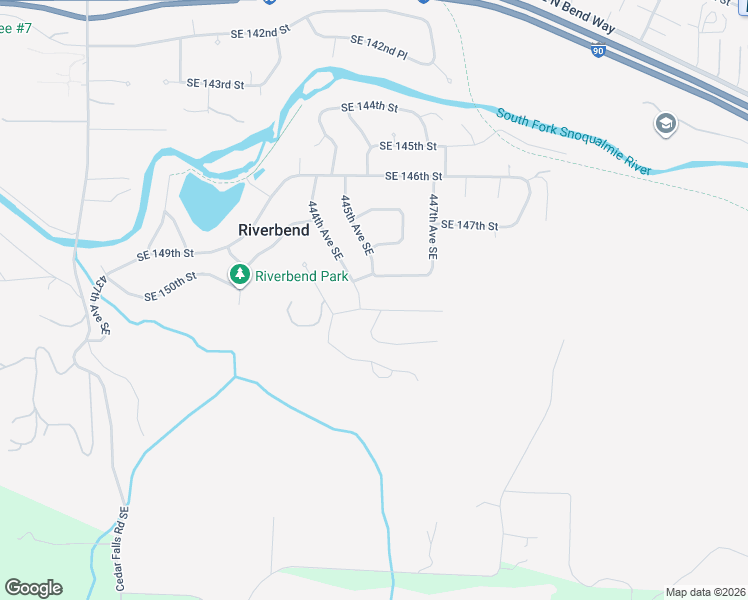 map of restaurants, bars, coffee shops, grocery stores, and more near 44412 Southeast 151st Street in North Bend