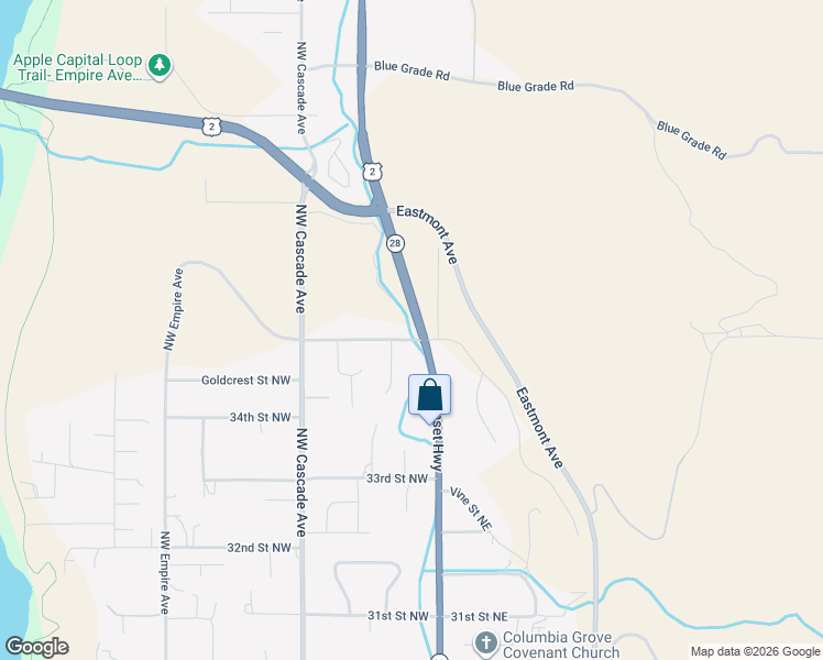 map of restaurants, bars, coffee shops, grocery stores, and more near 5 35th Street Northwest in East Wenatchee