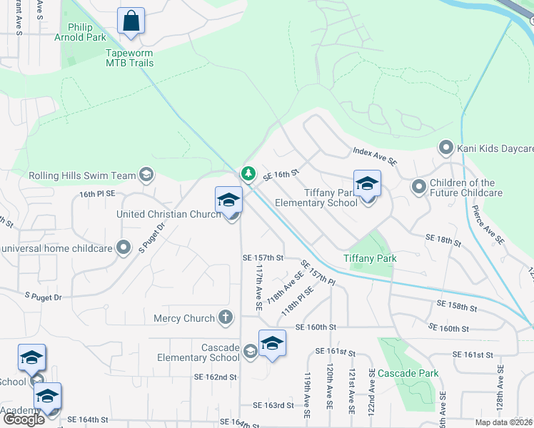 map of restaurants, bars, coffee shops, grocery stores, and more near 1732 Edmonds Way Southeast in Renton