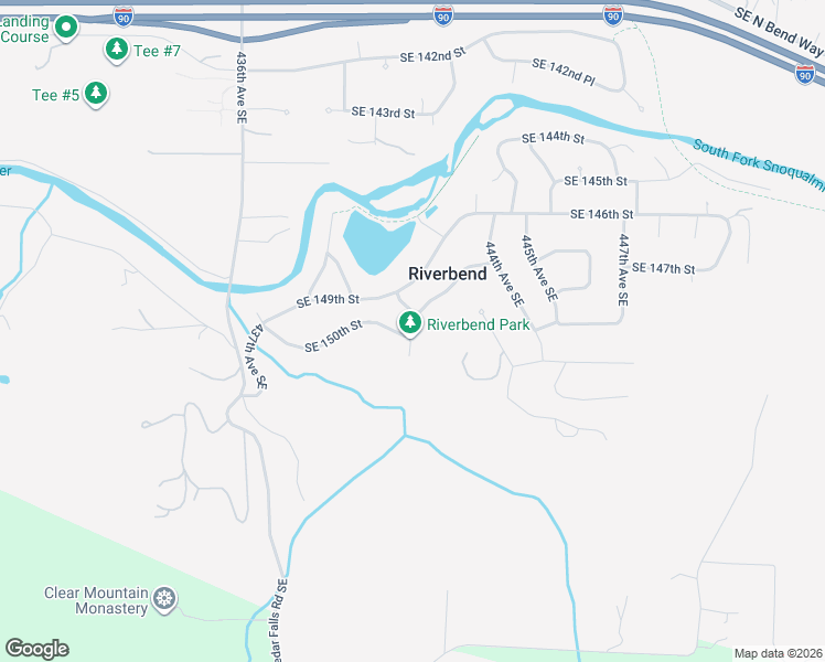 map of restaurants, bars, coffee shops, grocery stores, and more near 441st Avenue Southeast in North Bend