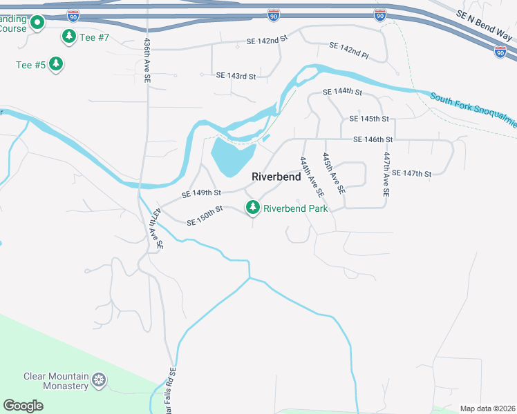map of restaurants, bars, coffee shops, grocery stores, and more near 44027 Southeast 150th Street in North Bend