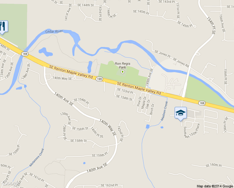 map of restaurants, bars, coffee shops, grocery stores, and more near 14511 Southeast 153rd Place in Renton