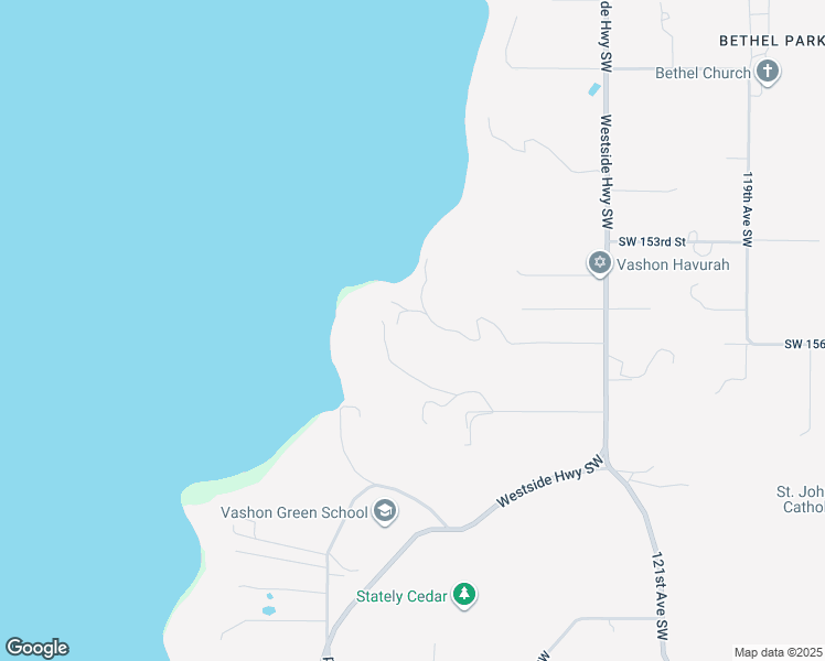 map of restaurants, bars, coffee shops, grocery stores, and more near 12825 Southwest Ober Beach Road in Vashon