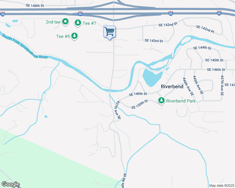 map of restaurants, bars, coffee shops, grocery stores, and more near 14844 437th Place Southeast in North Bend
