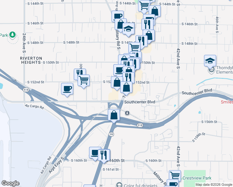 map of restaurants, bars, coffee shops, grocery stores, and more near 15247 International Blvd in SeaTac