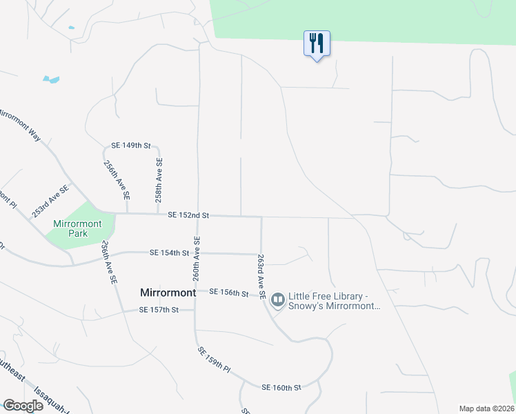 map of restaurants, bars, coffee shops, grocery stores, and more near 26222 Southeast 152nd Street in Issaquah