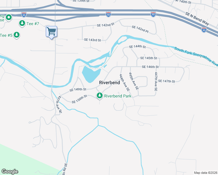 map of restaurants, bars, coffee shops, grocery stores, and more near 44217 Southeast 149th Place in North Bend