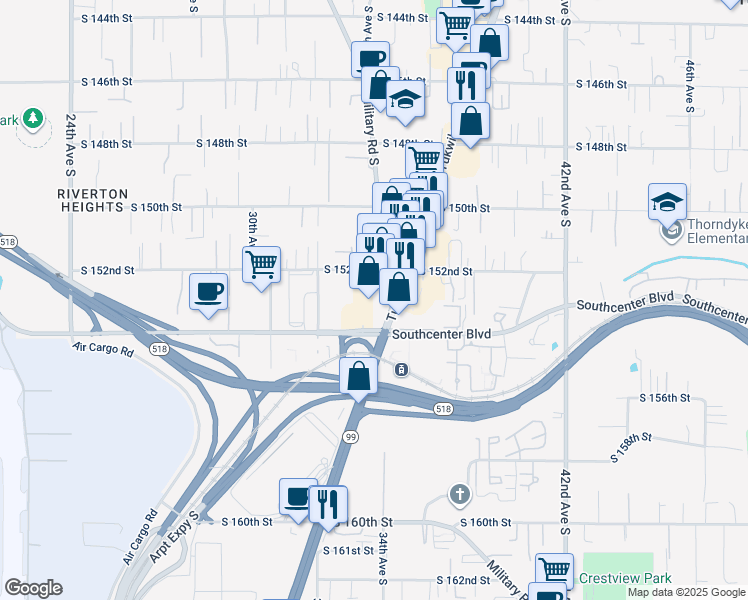 map of restaurants, bars, coffee shops, grocery stores, and more near 15247 International Blvd in SeaTac