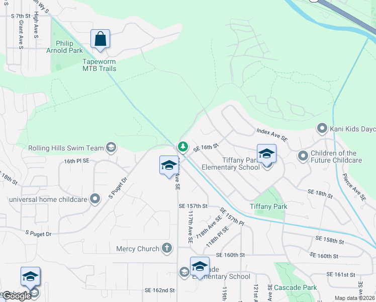 map of restaurants, bars, coffee shops, grocery stores, and more near in Renton