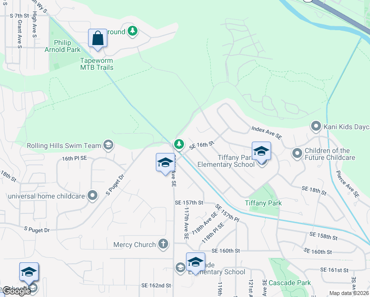 map of restaurants, bars, coffee shops, grocery stores, and more near in Renton