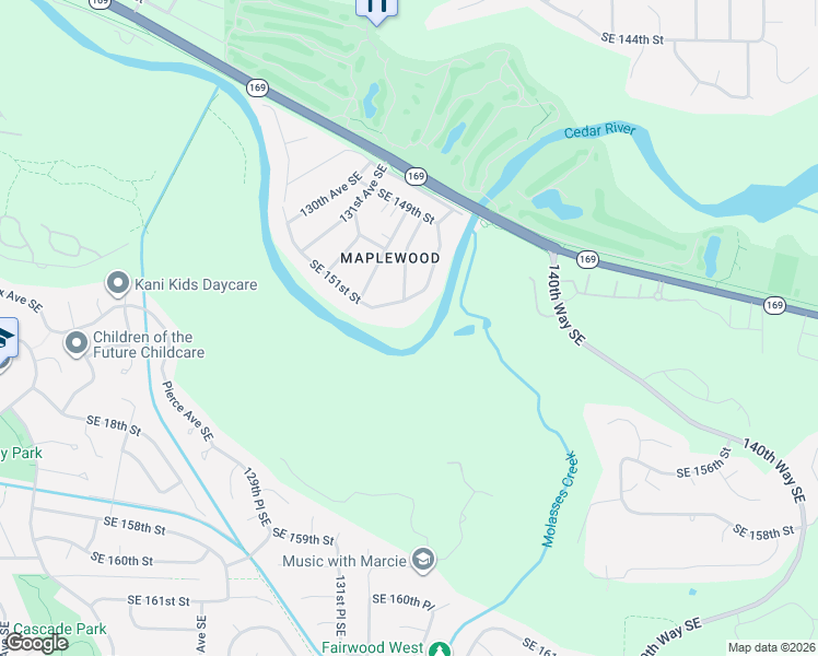 map of restaurants, bars, coffee shops, grocery stores, and more near 13401 Southeast 151st Street in Renton