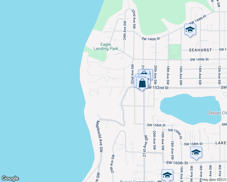 map of restaurants, bars, coffee shops, grocery stores, and more near 15227 26th Avenue Southwest in Burien