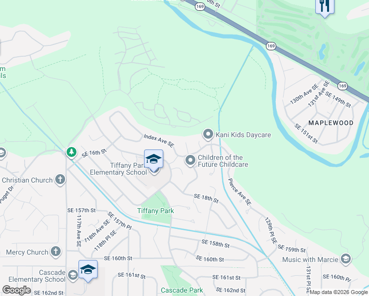 map of restaurants, bars, coffee shops, grocery stores, and more near 1680 Monroe Avenue Southeast in Renton