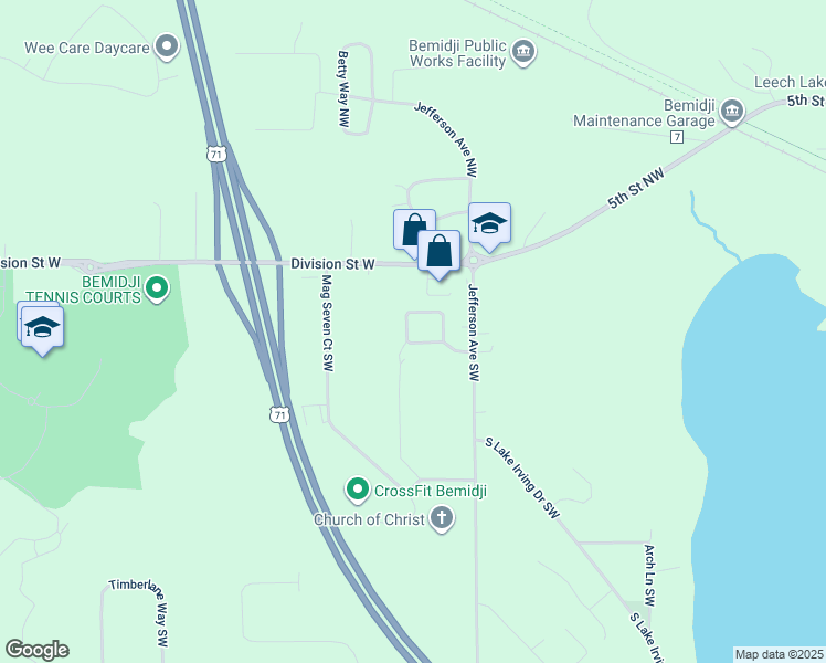 map of restaurants, bars, coffee shops, grocery stores, and more near 2022 Deep Rock Loop Southwest in Bemidji