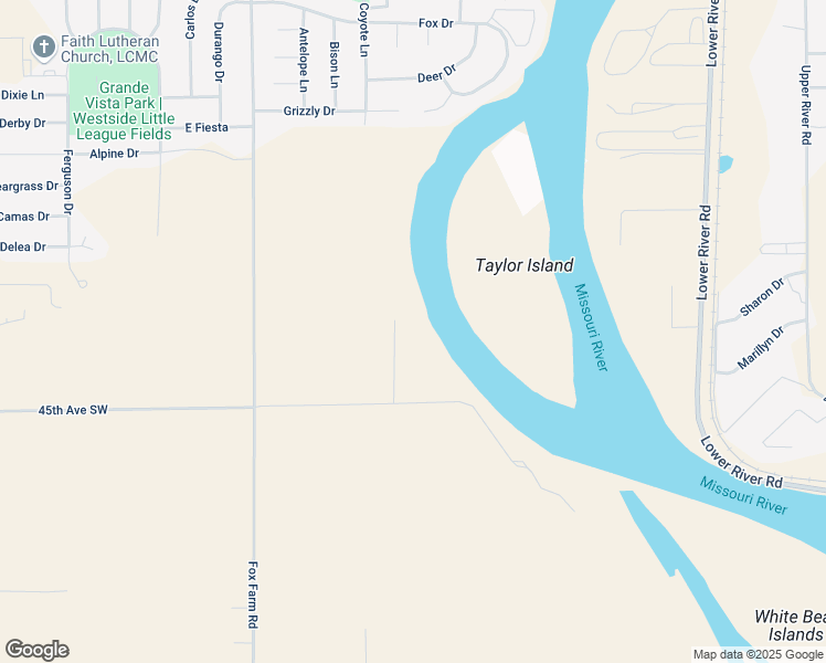 map of restaurants, bars, coffee shops, grocery stores, and more near 4201 Island View Drive in Great Falls