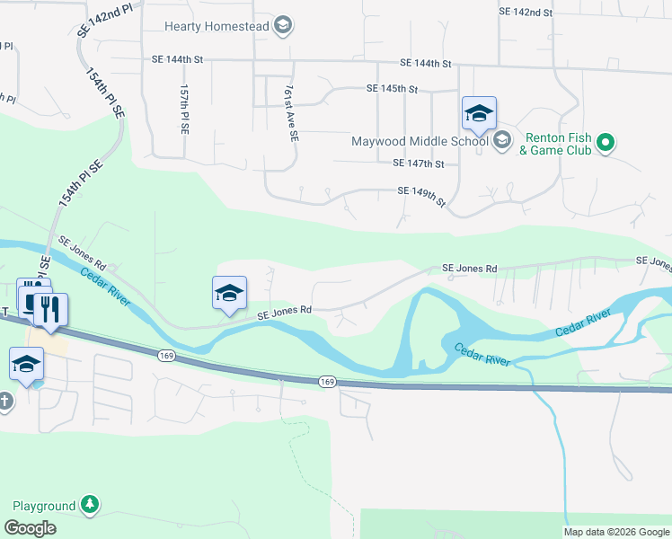 map of restaurants, bars, coffee shops, grocery stores, and more near 15215 162nd Avenue Southeast in Renton