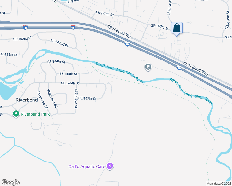 map of restaurants, bars, coffee shops, grocery stores, and more near 14644 450th Place Southeast in North Bend