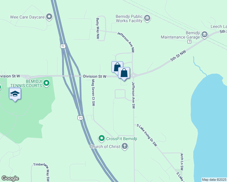 map of restaurants, bars, coffee shops, grocery stores, and more near 2022 Deep Rock Loop Southwest in Bemidji