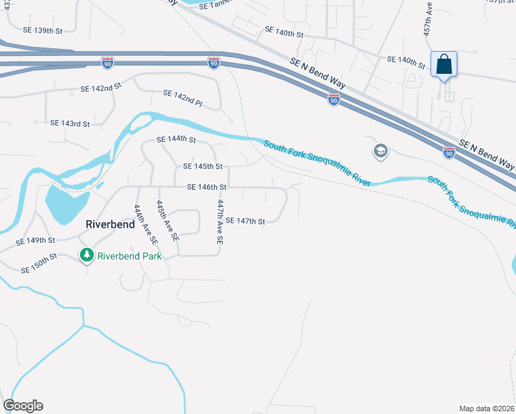map of restaurants, bars, coffee shops, grocery stores, and more near 14617 449th Avenue Southeast in North Bend