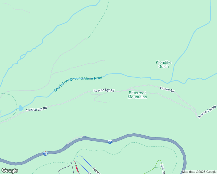 map of restaurants, bars, coffee shops, grocery stores, and more near 1615 Beacon Light Road in Mullan