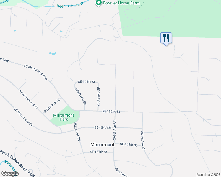 map of restaurants, bars, coffee shops, grocery stores, and more near 14847 260th Avenue Southeast in Issaquah