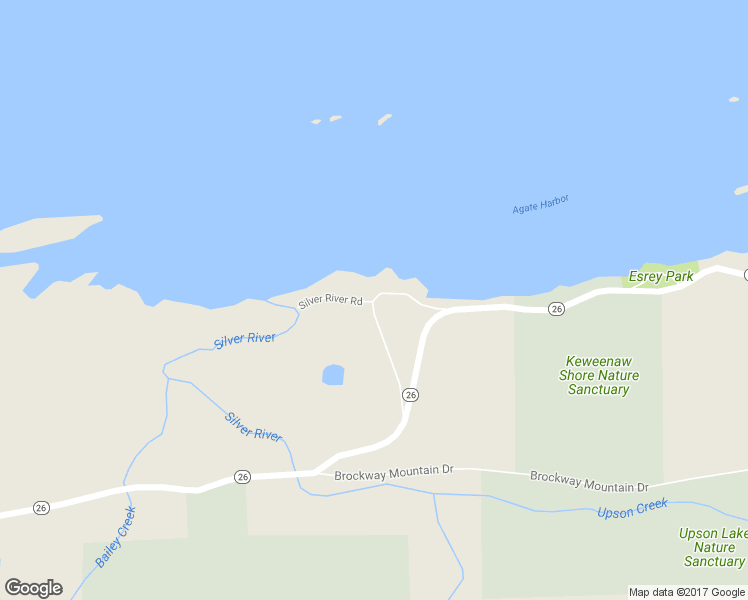 map of restaurants, bars, coffee shops, grocery stores, and more near Silver River Road in Keweenaw County