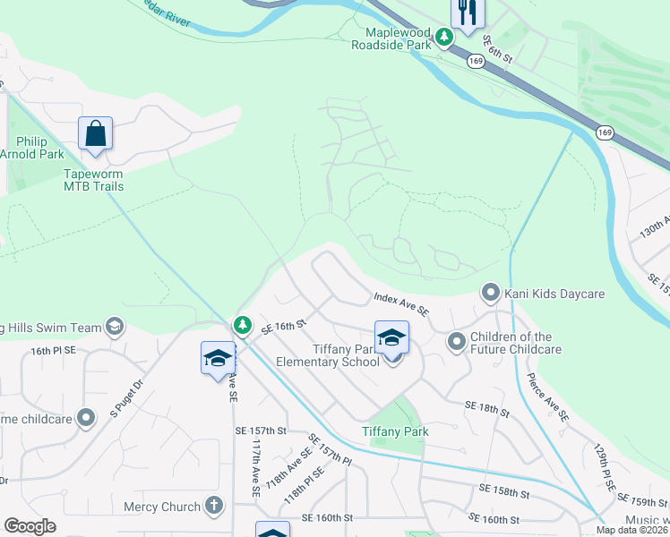 map of restaurants, bars, coffee shops, grocery stores, and more near 1402 Index Avenue Southeast in Renton