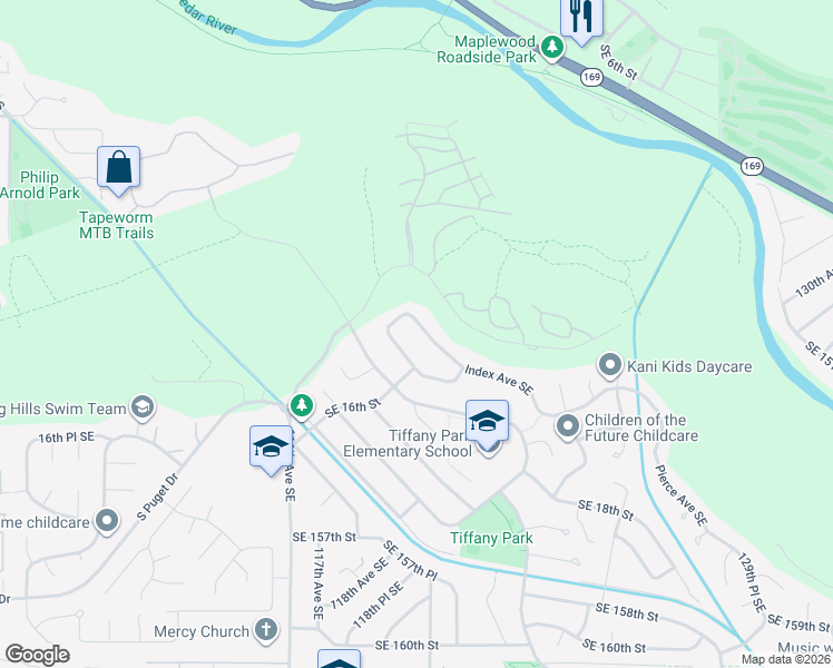 map of restaurants, bars, coffee shops, grocery stores, and more near 1402 Index Avenue Southeast in Renton
